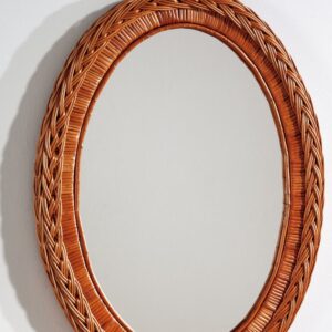 Espejo de mimbre oval